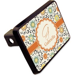 Swirls & Floral Rectangular Trailer Hitch Cover - 2" (Personalized)
