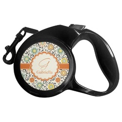 Swirls & Floral Retractable Dog Leash - Large (Personalized)
