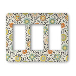 Swirls & Floral Rocker Style Light Switch Cover - Three Switch