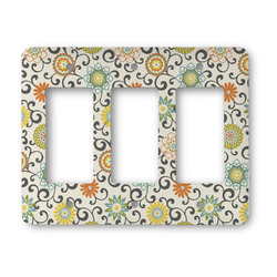 Swirls & Floral Rocker Style Light Switch Cover - Three Switch