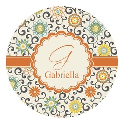 Swirls & Floral Round Decal (Personalized)