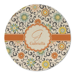 Swirls & Floral Round Linen Placemat - Single Sided (Personalized)