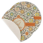 Swirls & Floral Round Linen Placemat - Single Sided - Set of 4 (Personalized)