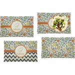 Swirls & Floral Set of 4 Glass Rectangular Lunch / Dinner Plate (Personalized)