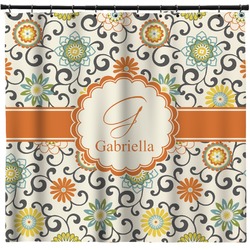 Swirls & Floral Shower Curtain - 71" x 74" (Personalized)
