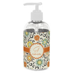 Swirls & Floral Plastic Soap / Lotion Dispenser (8 oz - Small - White) (Personalized)