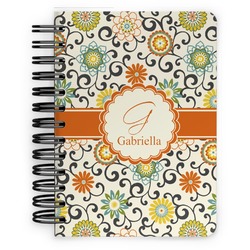 Swirls & Floral Spiral Notebook - 5x7 w/ Name and Initial