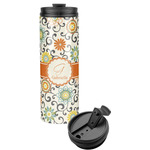 Swirls & Floral Stainless Steel Skinny Tumbler (Personalized)