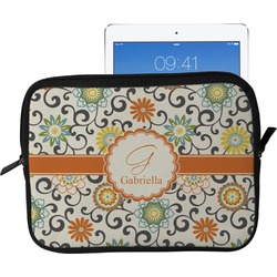 Swirls & Floral Tablet Case / Sleeve - Large (Personalized)