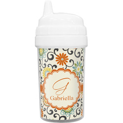 Swirls & Floral Sippy Cup (Personalized)