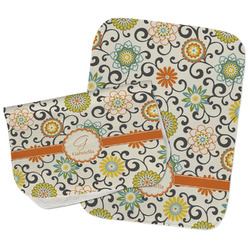 Swirls & Floral Burp Cloths - Fleece - Set of 2 w/ Name and Initial