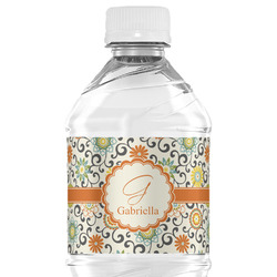 Swirls & Floral Water Bottle Labels - Custom Sized (Personalized)