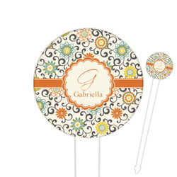 Swirls & Floral Round Plastic Food Picks (Personalized)