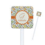 Swirls & Floral Square Plastic Stir Sticks - Double Sided (Personalized)