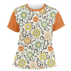 Swirls & Floral Women's Crew T-Shirt - 2X Large