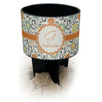 Swirls & Floral Black Beach Spiker Drink Holder (Personalized)