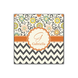 Swirls, Floral & Chevron Wood Print - 12x12 (Personalized)