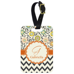 Swirls, Floral & Chevron Metal Luggage Tag w/ Name and Initial