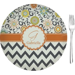 Swirls, Floral & Chevron Glass Appetizer / Dessert Plate 8" (Personalized)