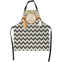 Swirls, Floral & Chevron Apron With Pockets w/ Name and Initial