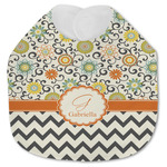 Swirls, Floral & Chevron Jersey Knit Baby Bib w/ Name and Initial