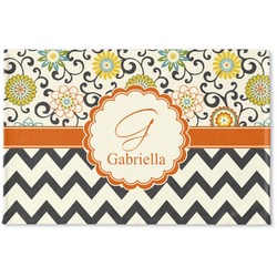 Swirls, Floral & Chevron Woven Mat (Personalized)