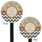 Swirls, Floral & Chevron Black Plastic 5.5" Stir Stick - Double Sided - Round - Front & Back