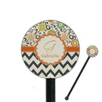 Swirls, Floral & Chevron 5.5" Round Plastic Stir Sticks - Black - Double Sided (Personalized)