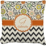 Swirls, Floral & Chevron Faux-Linen Throw Pillow 16" (Personalized)