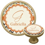 Swirls, Floral & Chevron Cabinet Knob - Gold (Personalized)