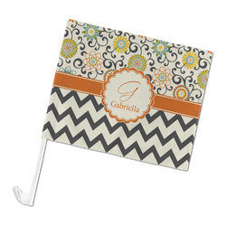 Swirls, Floral & Chevron Car Flag (Personalized)