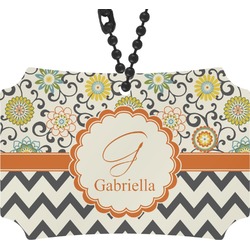 Swirls, Floral & Chevron Rear View Mirror Ornament (Personalized)