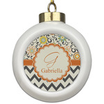Swirls, Floral & Chevron Ceramic Ball Ornament (Personalized)
