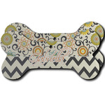 Swirls, Floral & Chevron Ceramic Dog Ornament - Front & Back w/ Name and Initial