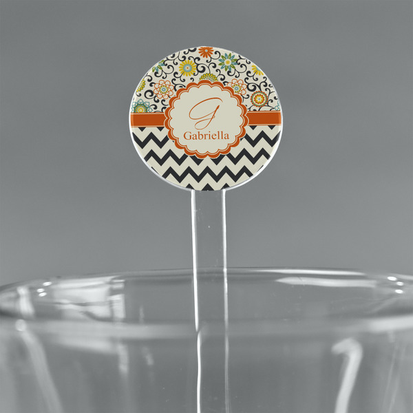 Custom Swirls, Floral & Chevron 7" Round Plastic Stir Sticks - Clear (Personalized)