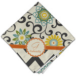 Swirls, Floral & Chevron Cloth Dinner Napkin - Single w/ Name and Initial