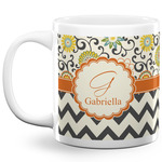 Swirls, Floral & Chevron 20 Oz Coffee Mug - White (Personalized)