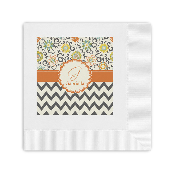 Custom Swirls, Floral & Chevron Coined Cocktail Napkins (Personalized)