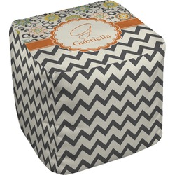 Swirls, Floral & Chevron Cube Pouf Ottoman - 13" (Personalized)