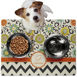 Swirls, Floral & Chevron Dog Food Mat - Medium w/ Name and Initial