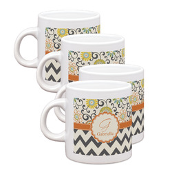 Swirls, Floral & Chevron Single Shot Espresso Cups - Set of 4 (Personalized)