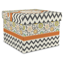 Swirls, Floral & Chevron Gift Box with Lid - Canvas Wrapped - X-Large (Personalized)