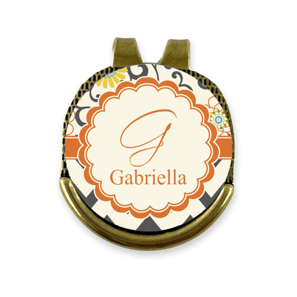 Custom Swirls, Floral & Chevron Golf Ball Marker - Hat Clip - Gold