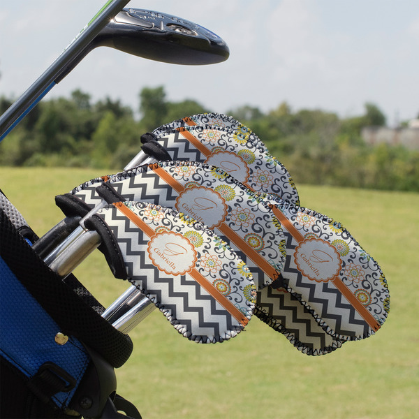 Custom Swirls, Floral & Chevron Golf Club Iron Cover - Set of 9 (Personalized)