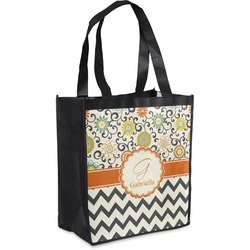 Swirls, Floral & Chevron Grocery Bag (Personalized)