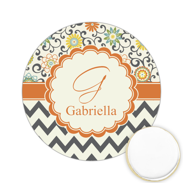 Custom Swirls, Floral & Chevron Printed Cookie Topper - 2.15" (Personalized)