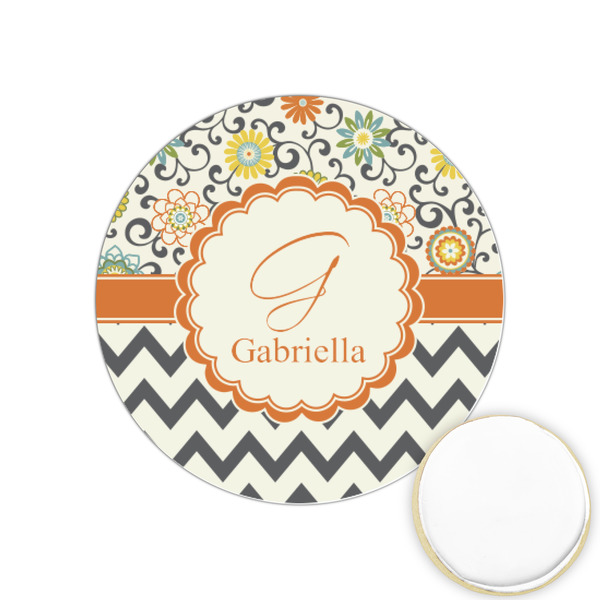 Custom Swirls, Floral & Chevron Printed Cookie Topper - 1.25" (Personalized)