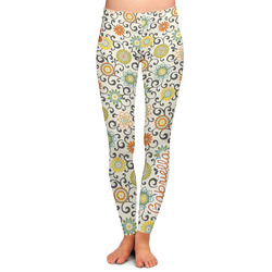 Swirls, Floral & Chevron Ladies Leggings - Large (Personalized)