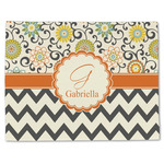 Swirls, Floral & Chevron Single-Sided Linen Placemat - Single w/ Name and Initial