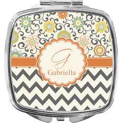 Swirls, Floral & Chevron Compact Makeup Mirror (Personalized)